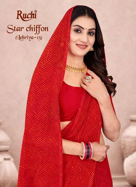 Star Chiffon Lehriya Vol 13 By Ruchi Chiffon Saree Orders In India